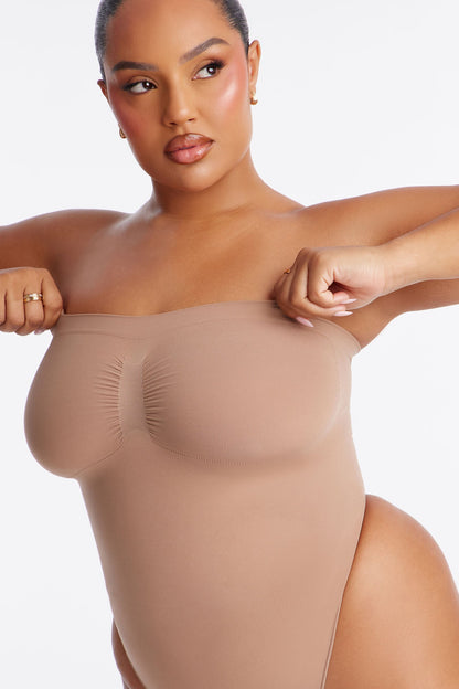 Nova Sculpt Seamless Strong Compression Strapless Thong Bodysuit - Nude