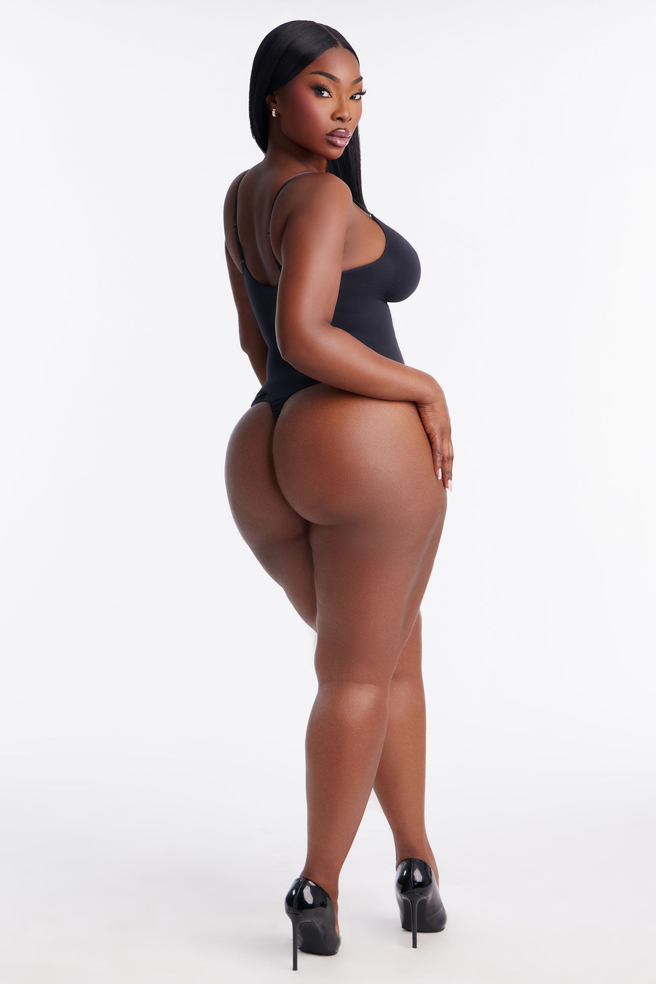 Nova Sculpt Seamless Strong Compression Thong Bodysuit - Black