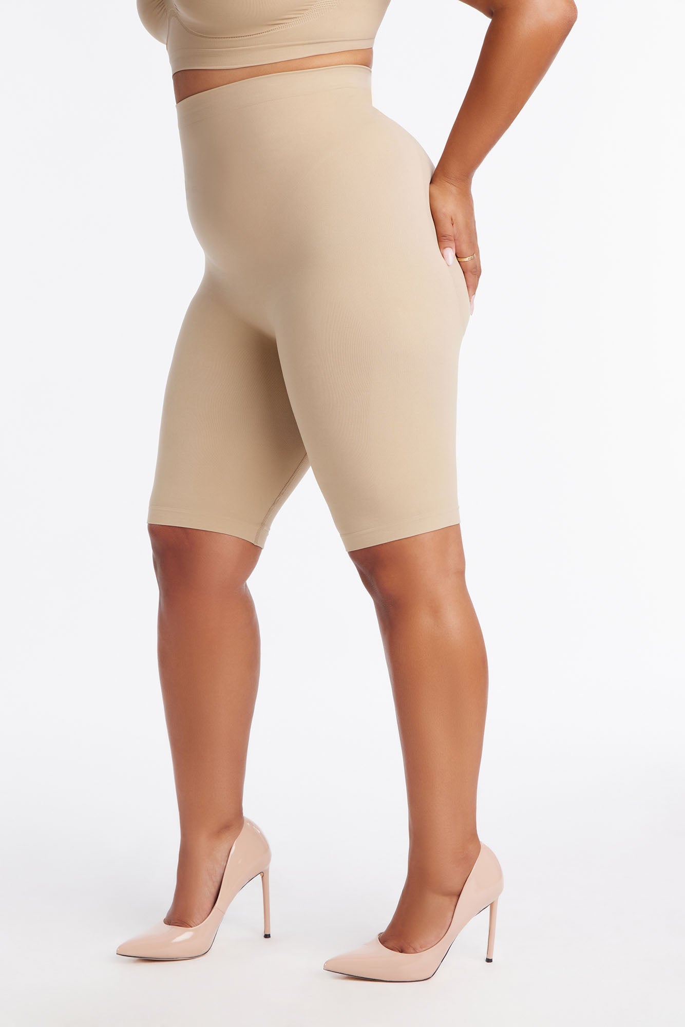 Nova Sculpt Seamless Strong Compression High Waisted Thigh Shaper - Sand