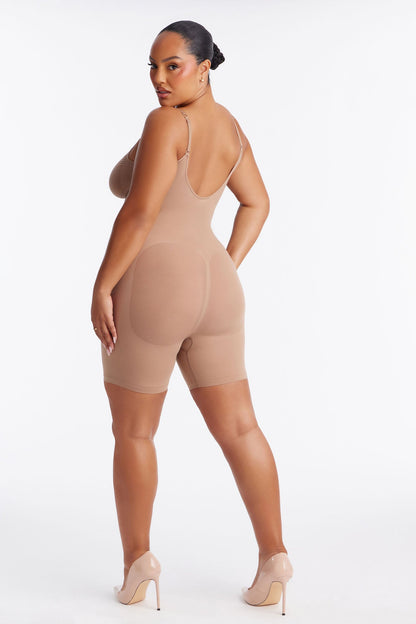 Nova Sculpt Seamless Strong Compression Low Back Thigh Shaping Bodysuit - Nude