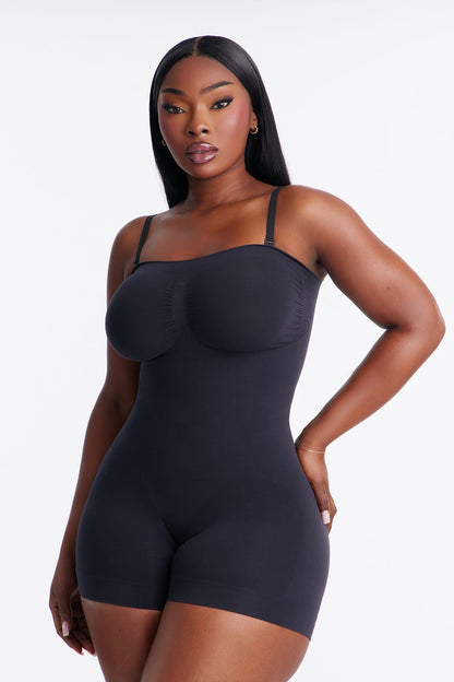 Nova Sculpt Seamless Strong Compression Strapless Shortie Bodysuit - Black