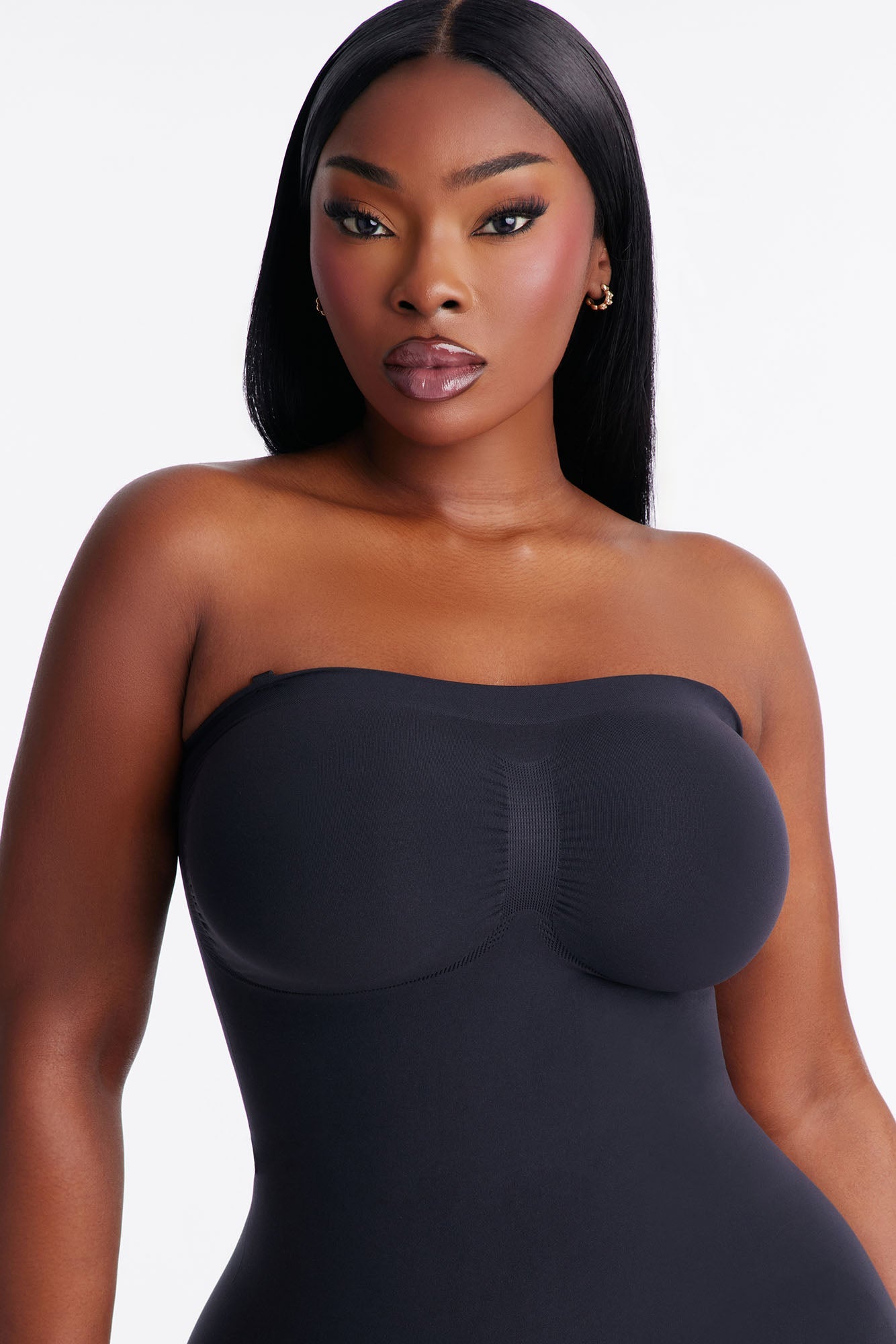 Nova Sculpt Seamless Strong Compression Strapless Shortie Bodysuit - Black