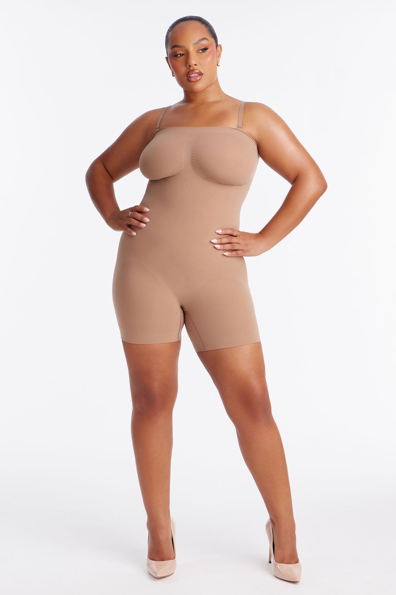 Nova Sculpt Seamless Strong Compression Strapless Shortie Bodysuit - Nude