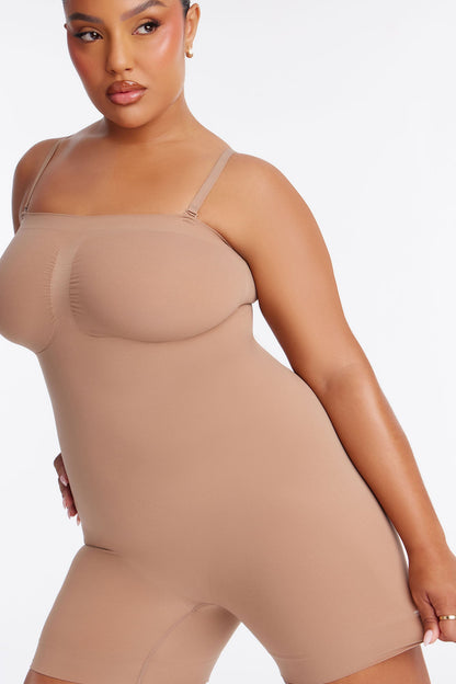 Nova Sculpt Seamless Strong Compression Strapless Shortie Bodysuit - Nude