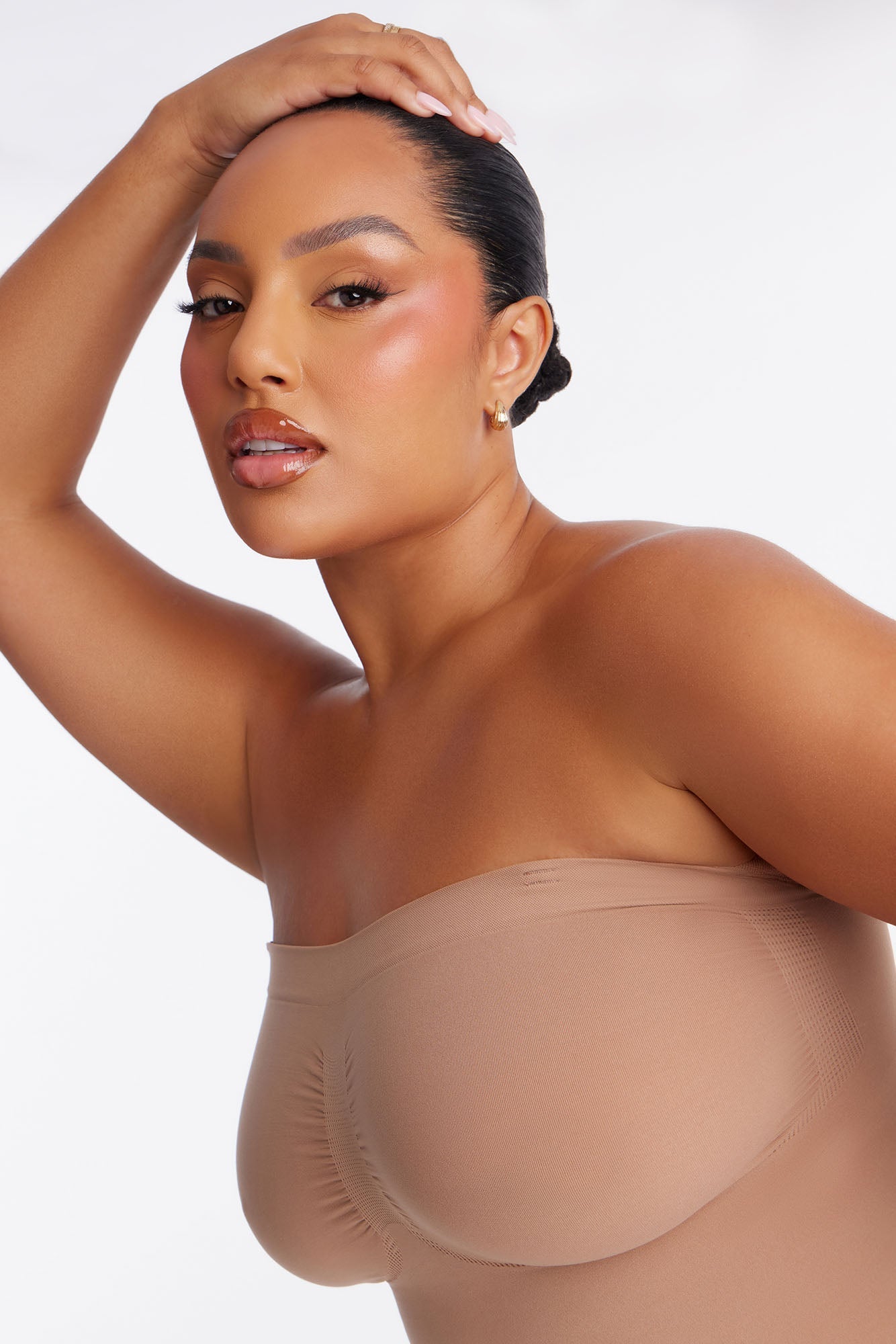 Nova Sculpt Seamless Strong Compression Strapless Shortie Bodysuit - Nude