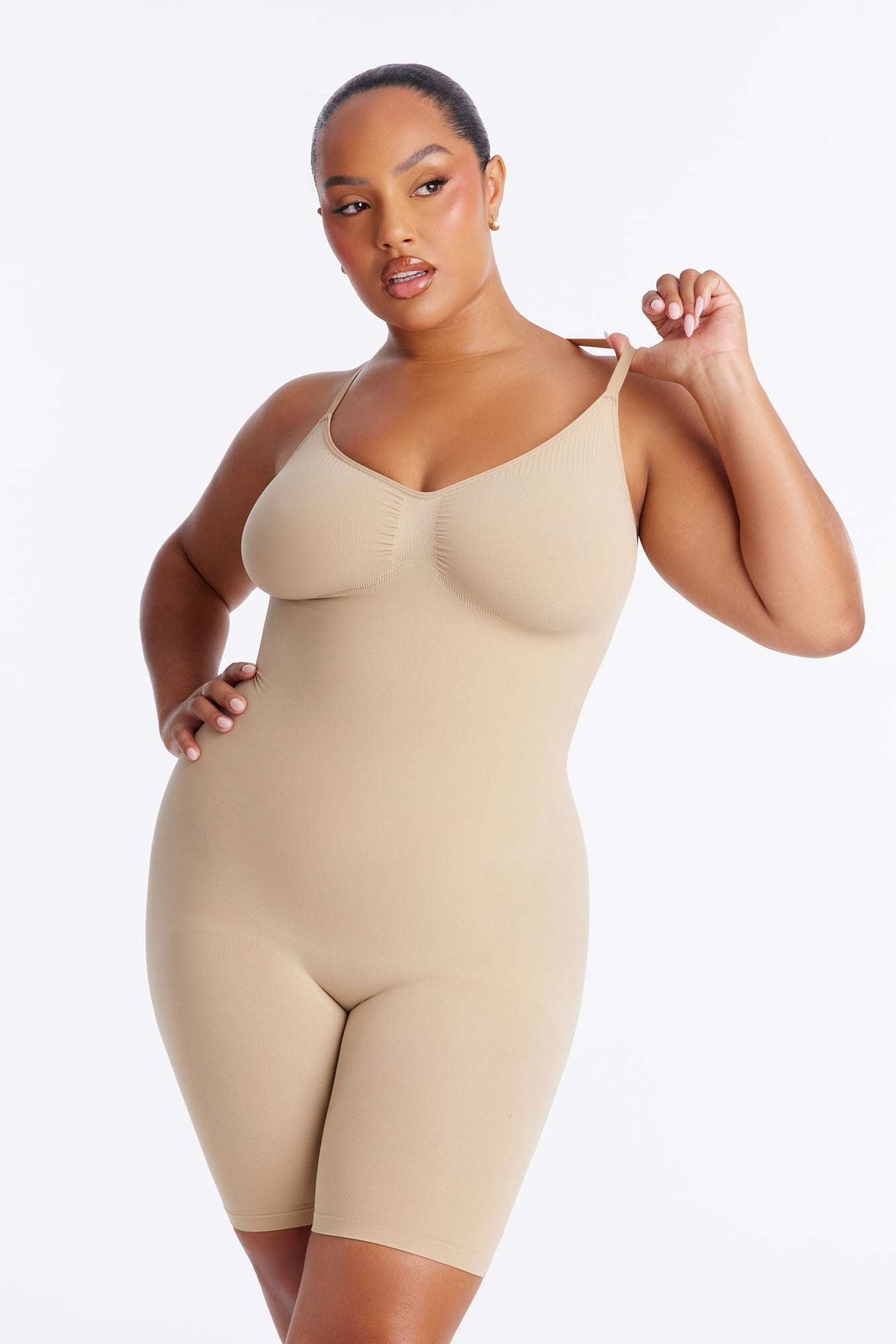 Nova Sculpt Seamless Strong Compression Low Back Thigh Shaping Bodysuit - Sand