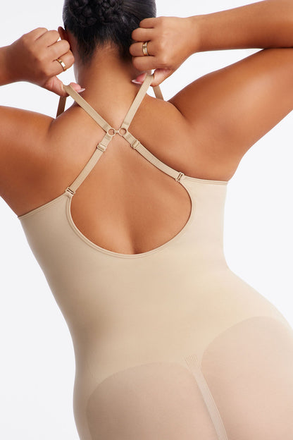 Nova Sculpt Seamless Strong Compression Low Back Thigh Shaping Bodysuit - Sand
