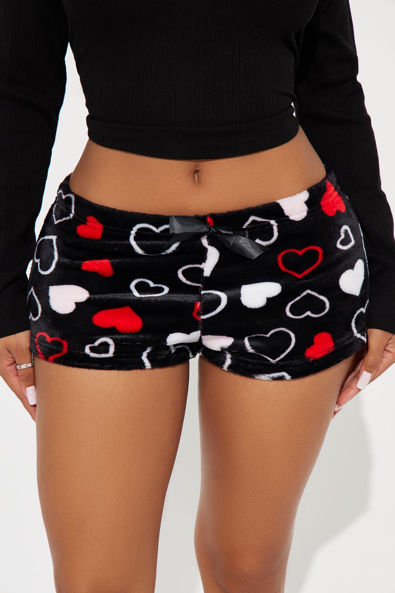 Love This Bed Plush PJ Shorts - Red/Black