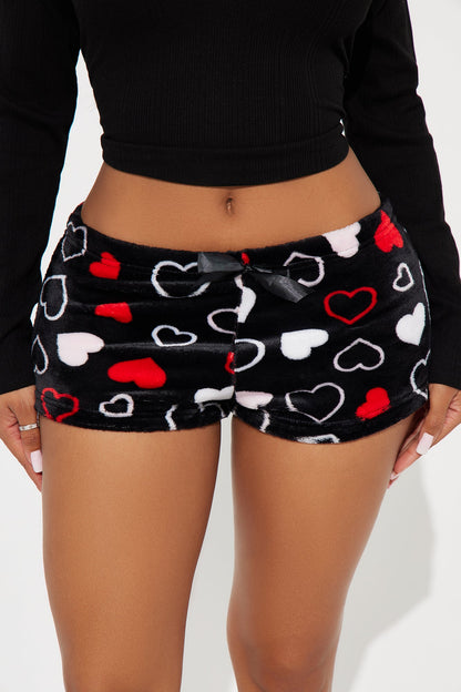 Love This Bed Plush PJ Shorts - Red/Black