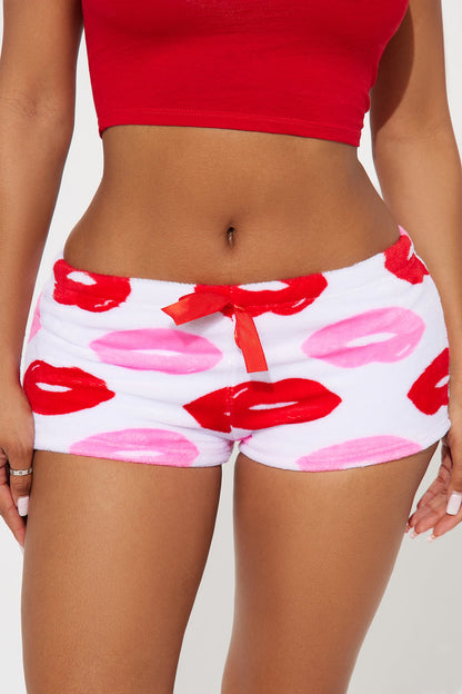 Sweet Kisses Plush PJ Shorts - Hot Pink/combo