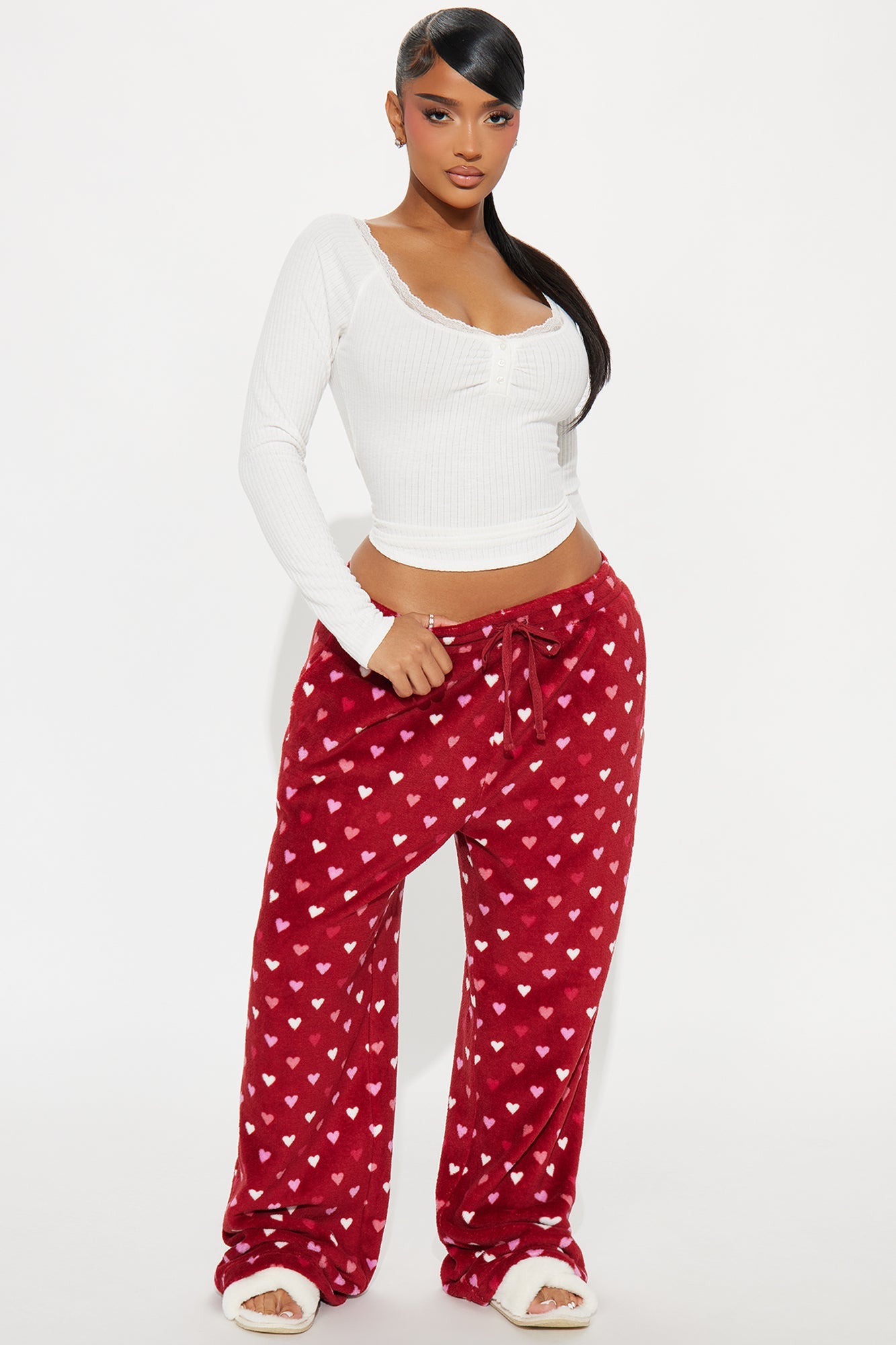 My Sweetheart Plush PJ Jogger - Burgundy/combo