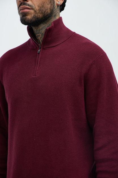 Shawn Quarter Zip Sweater - Red