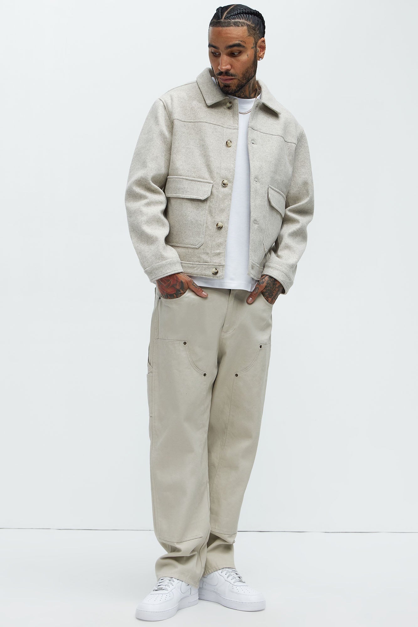 Dalton Faux Wool Jacket - Oatmeal