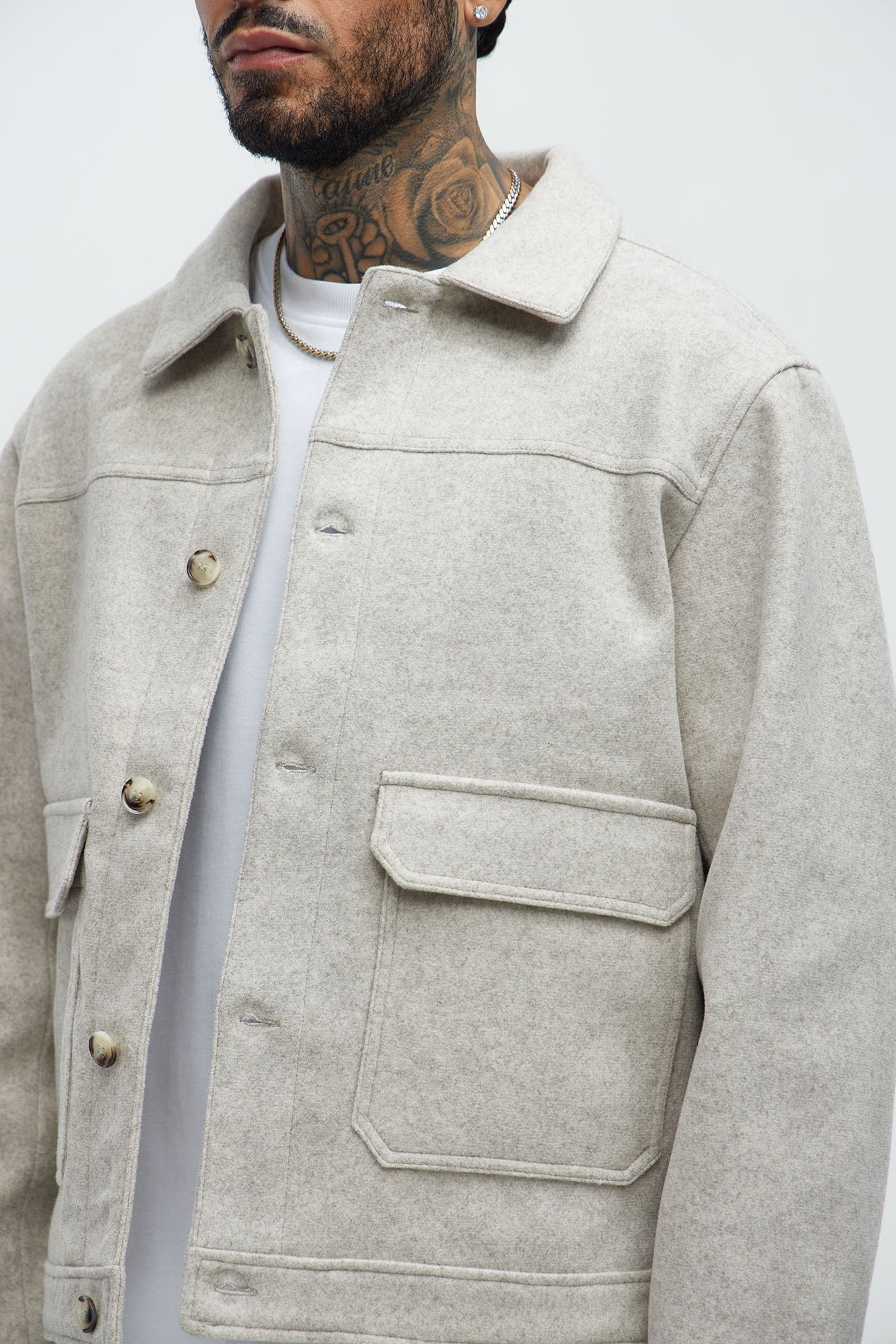 Dalton Faux Wool Jacket - Oatmeal