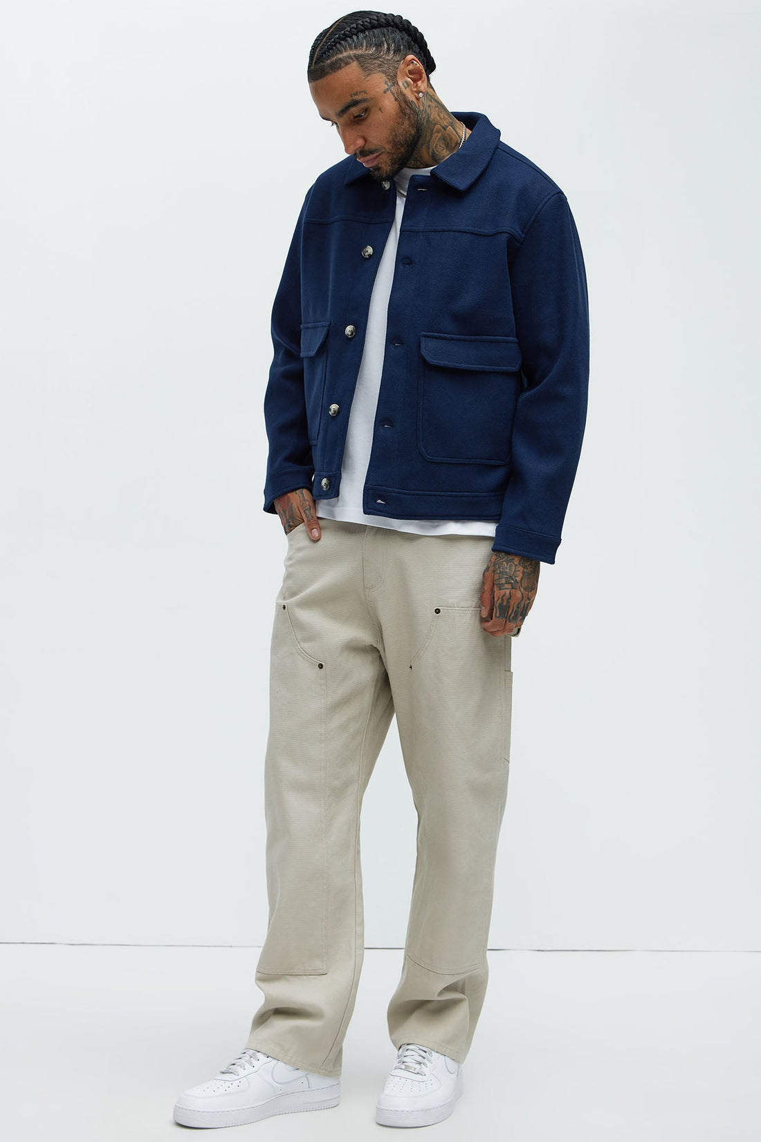 Dalton Faux Wool Jacket - Navy