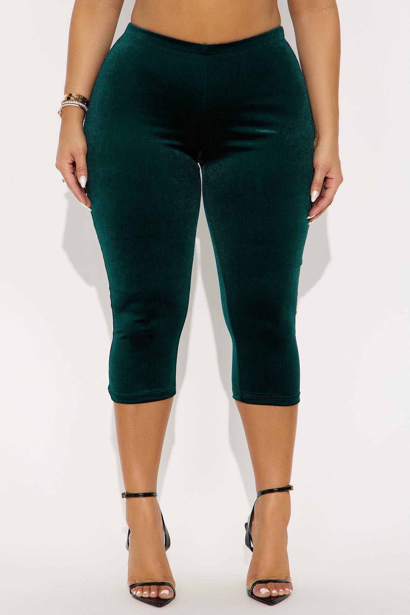 Analisa High Rise Velvet Capri Legging 19″ - Hunter