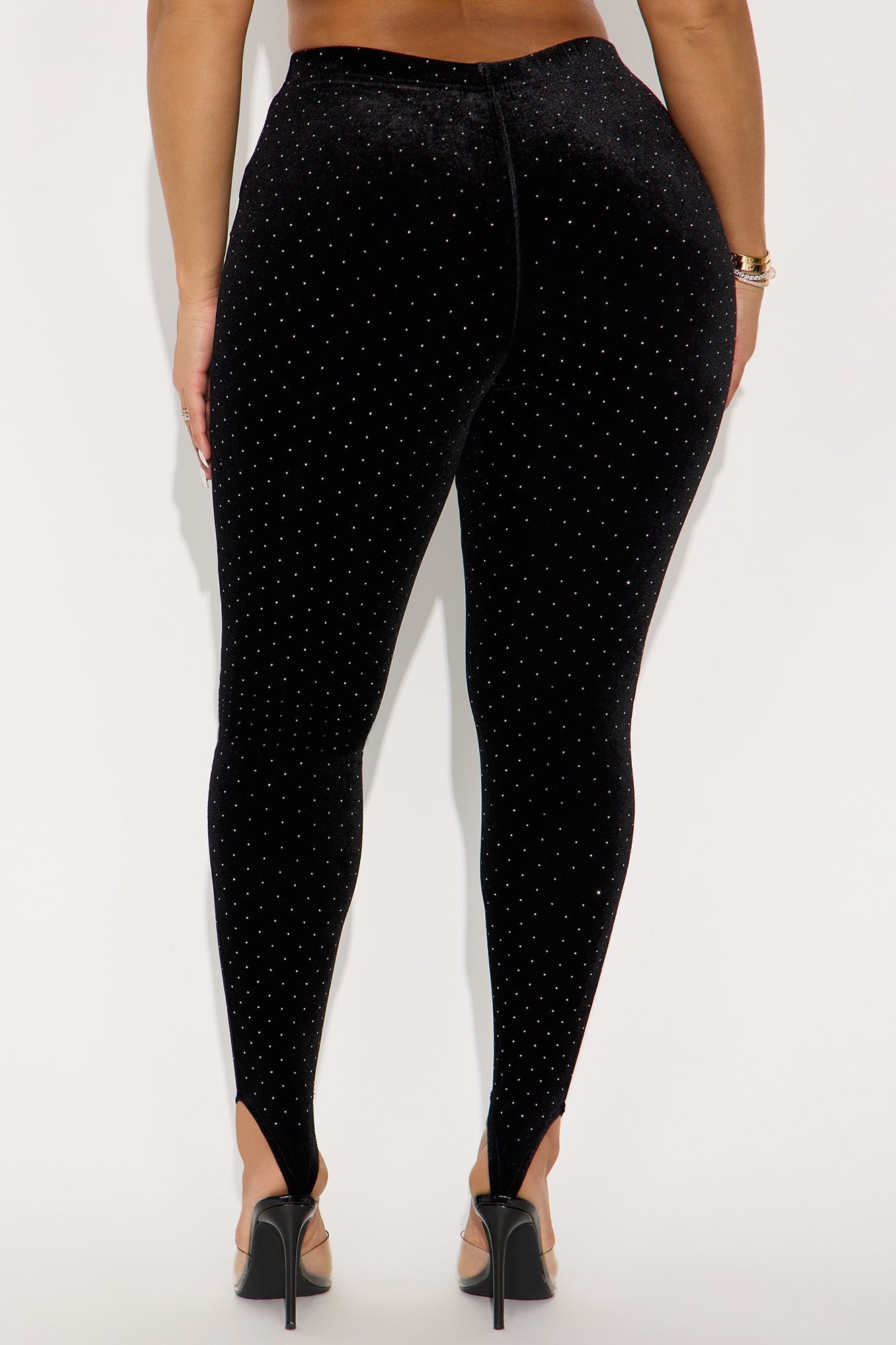 Seasonal Essence Embellished Velvet Stirrup Legging - Black