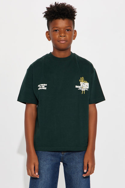 Mini Future Starts Right Now Front/Back Short Sleeve Tee - Hunter Green