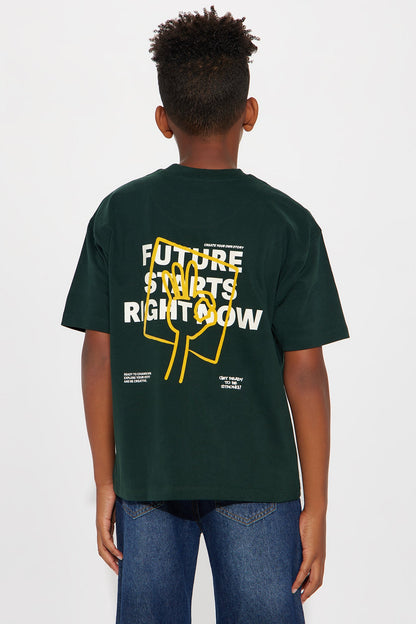Mini Future Starts Right Now Front/Back Short Sleeve Tee - Hunter Green