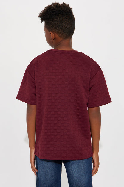Mini Check Mate Textured Tee II - Burgundy