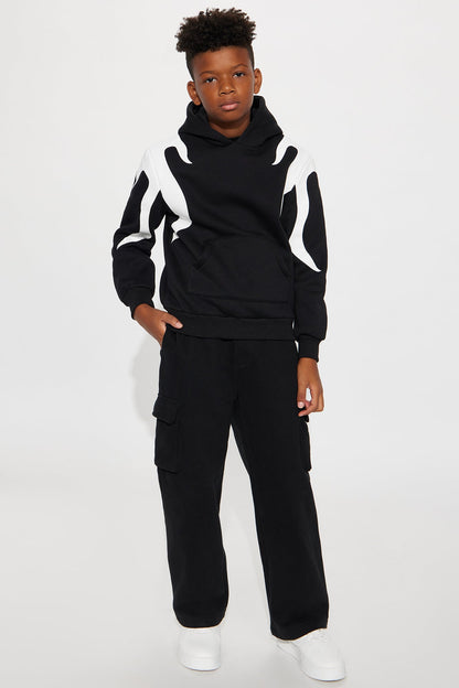 Mini Fire Patched Hoodie - Black