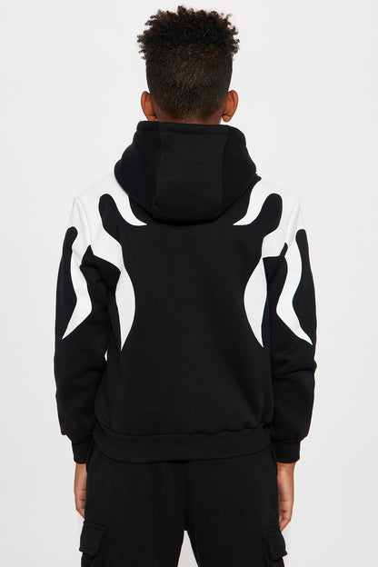 Mini Fire Patched Hoodie - Black