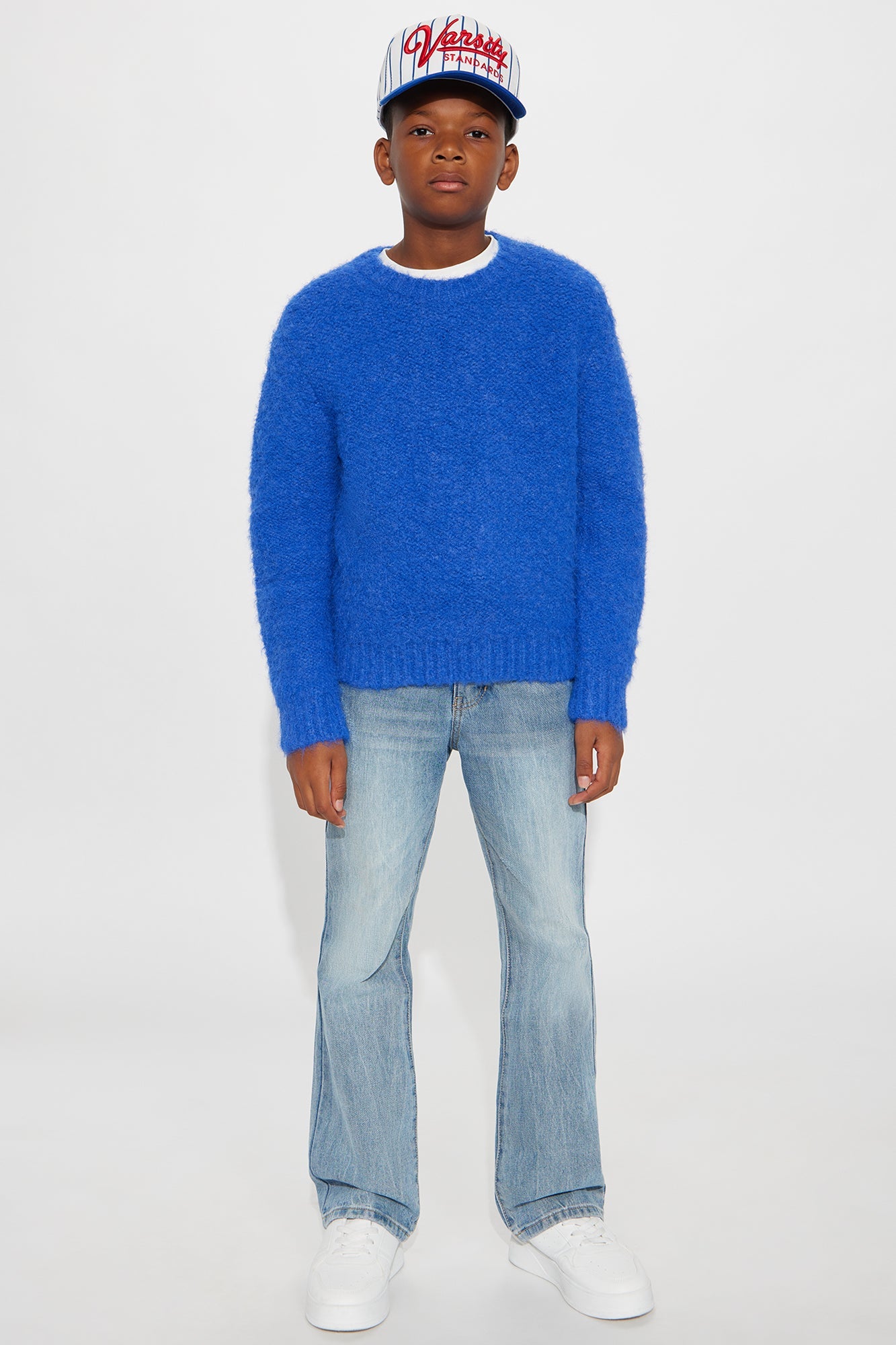 Mini Oversized Fluffy Sweater - Blue