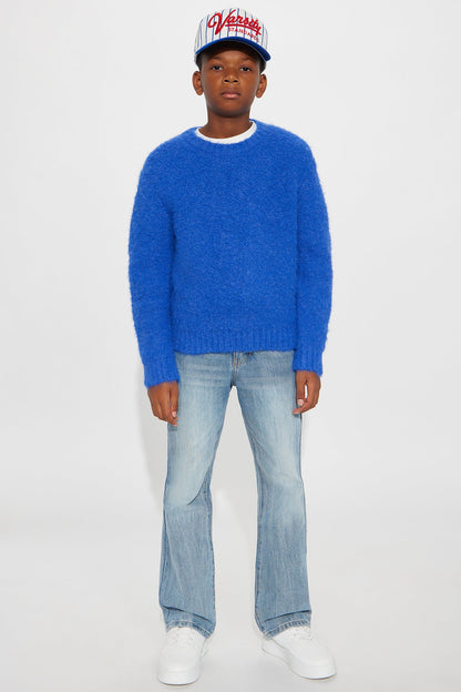 Mini Oversized Fluffy Sweater - Blue