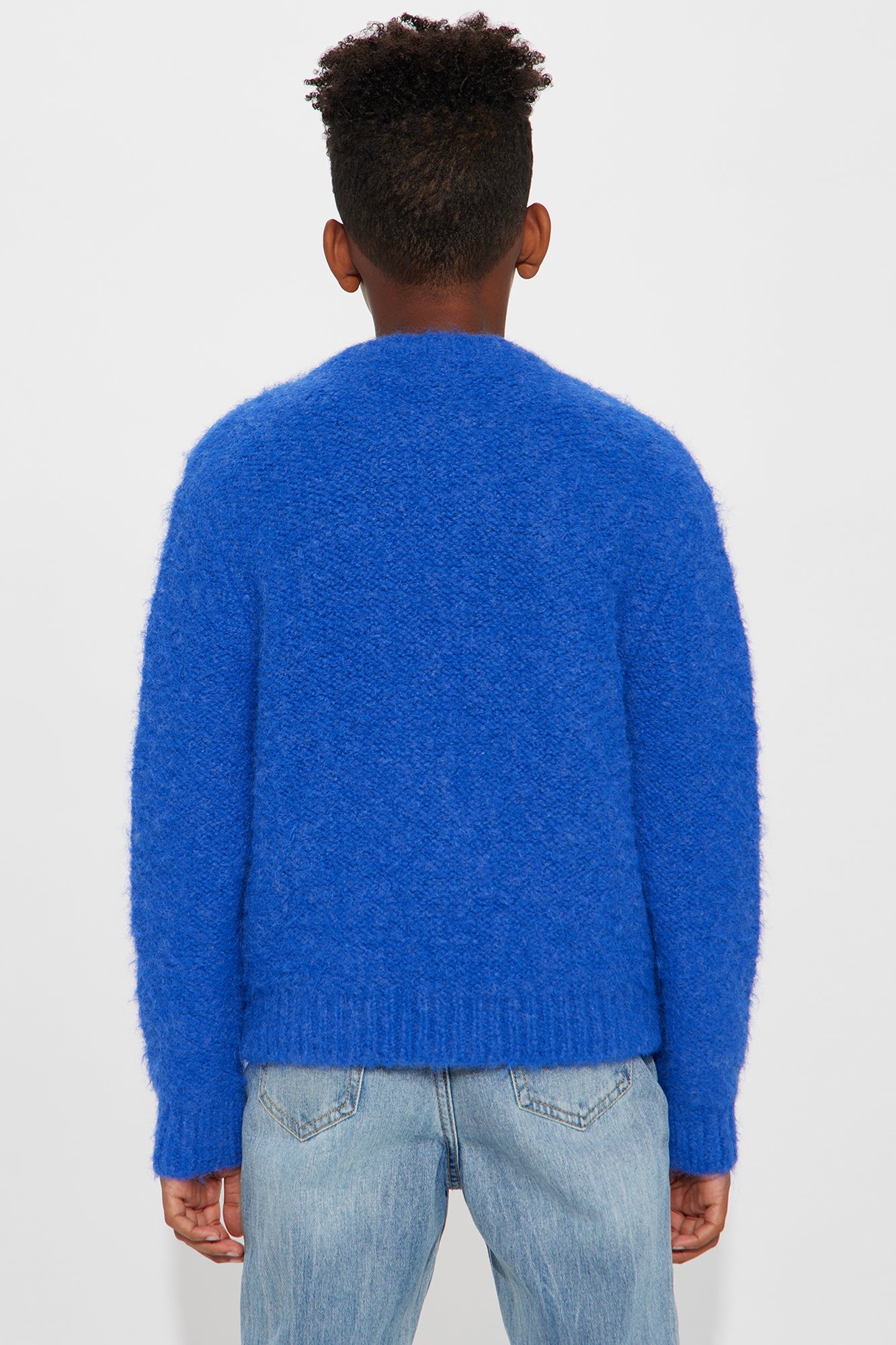 Mini Oversized Fluffy Sweater - Blue