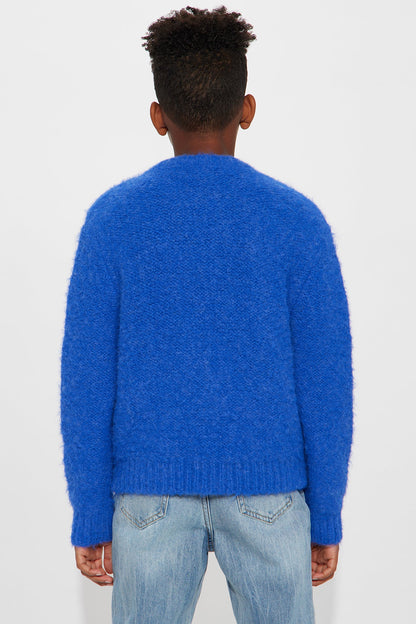 Mini Oversized Fluffy Sweater - Blue
