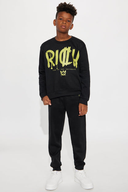 Mini Rich Jogger Pant Set - Black