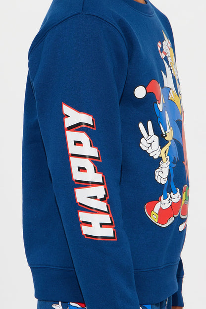 Mini Sonic And Friends Happy Holidays Jogger Pant Set - Navy