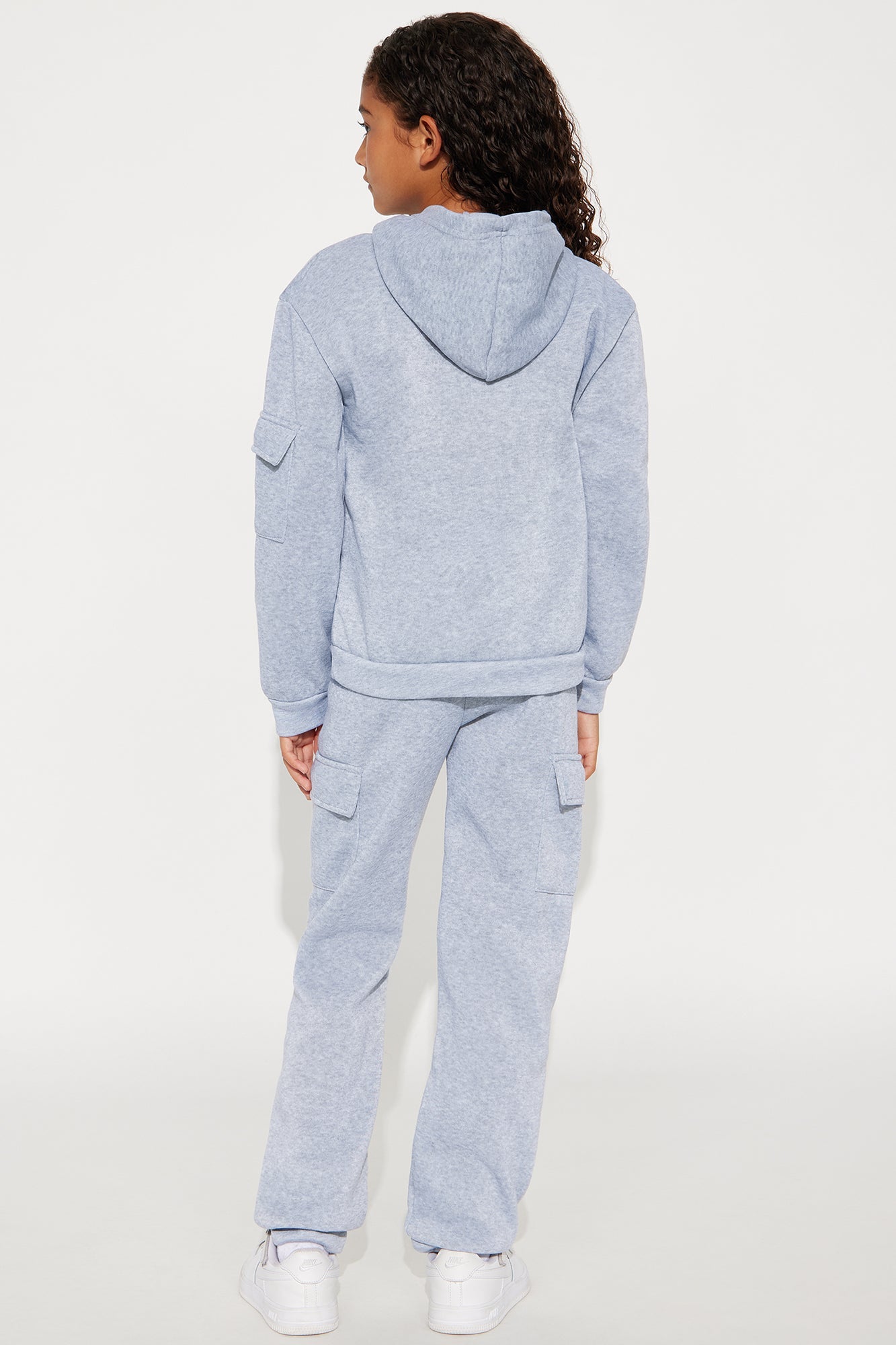Mini Iconic Girl Cargo Jogger Pant Set - Heather Grey