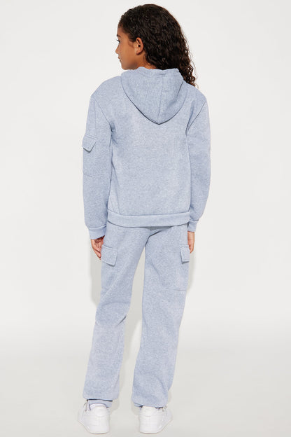 Mini Iconic Girl Cargo Jogger Pant Set - Heather Grey