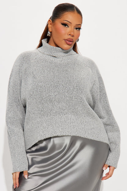 Always Near Satin Sweater Maxi Dress Set - Heather Grey