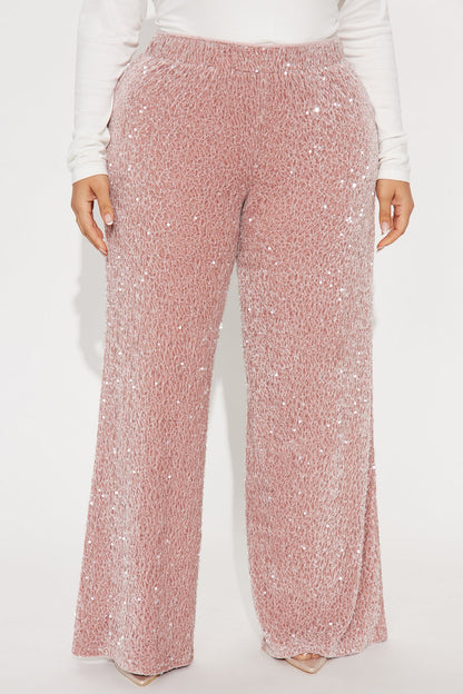 Aria Sequin Wide Leg Pant 32″ - Pink