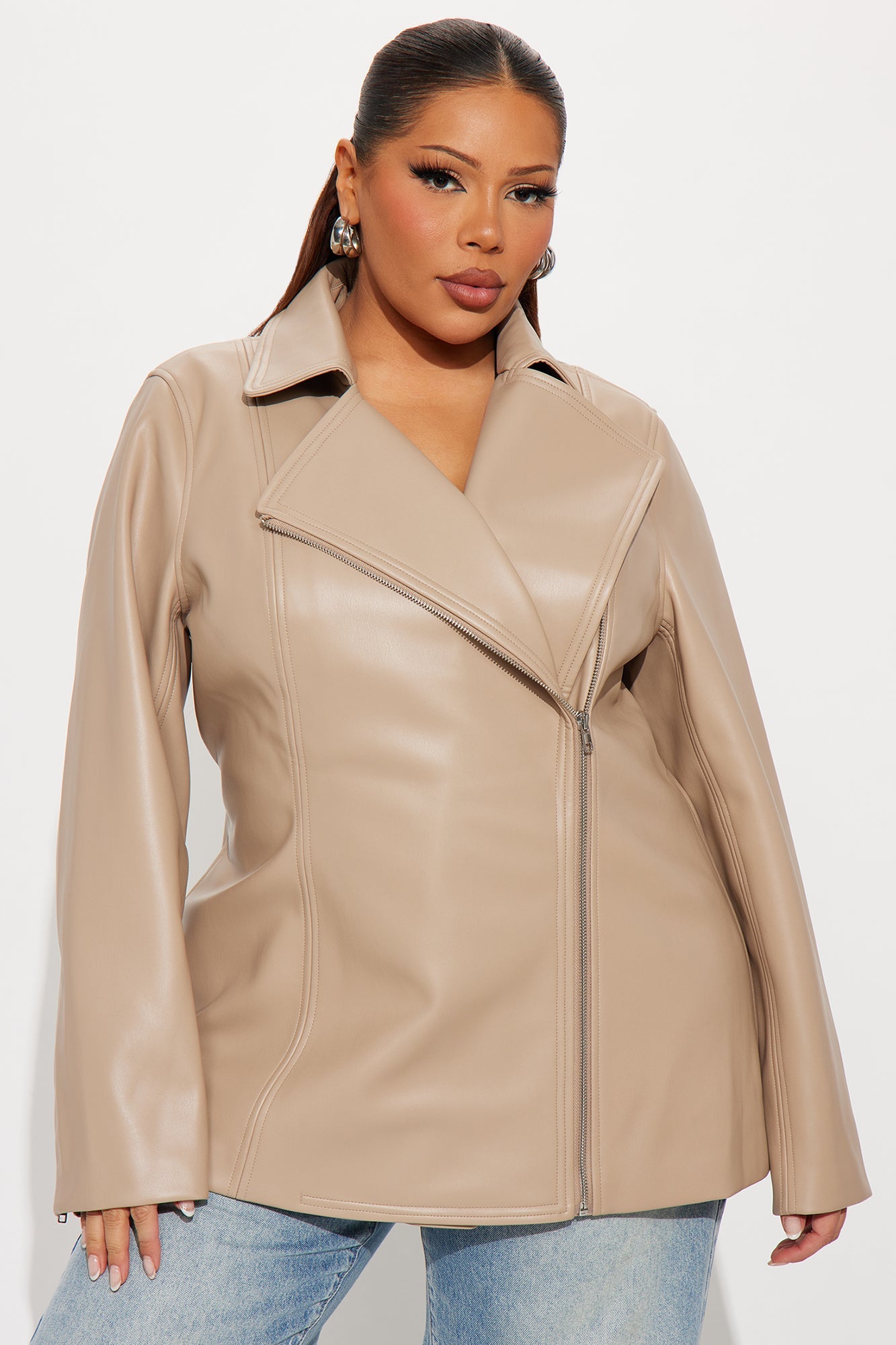 Dusk To Dawn Faux Leather Moto Jacket - Mocha
