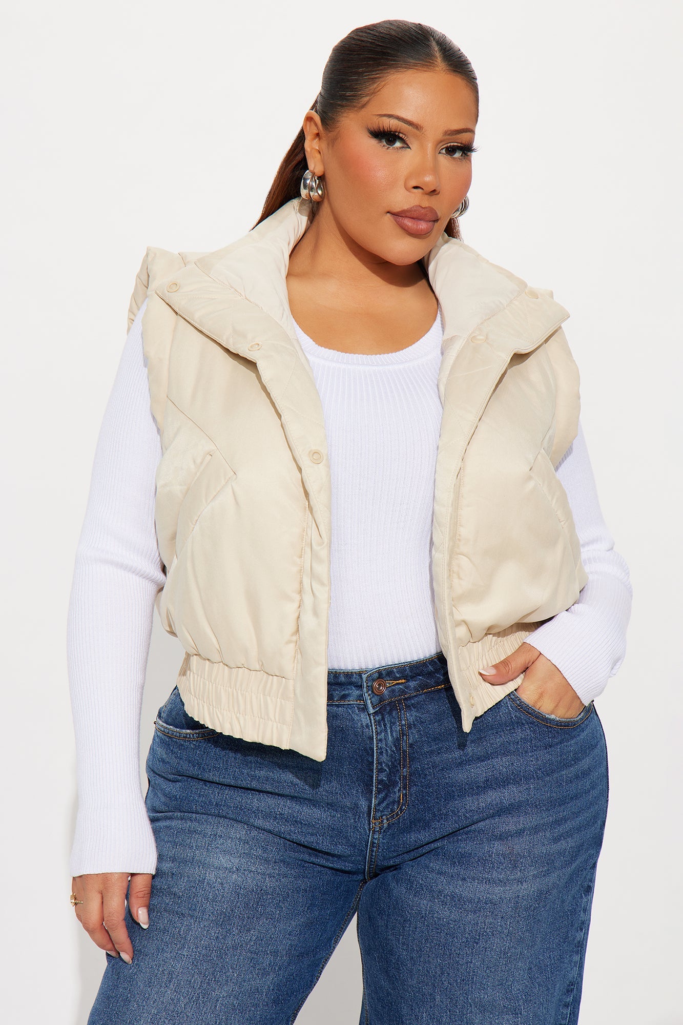 Cabin Cutie Puffer Vest - Beige