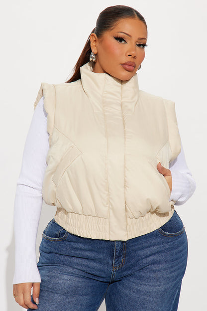 Cabin Cutie Puffer Vest - Beige
