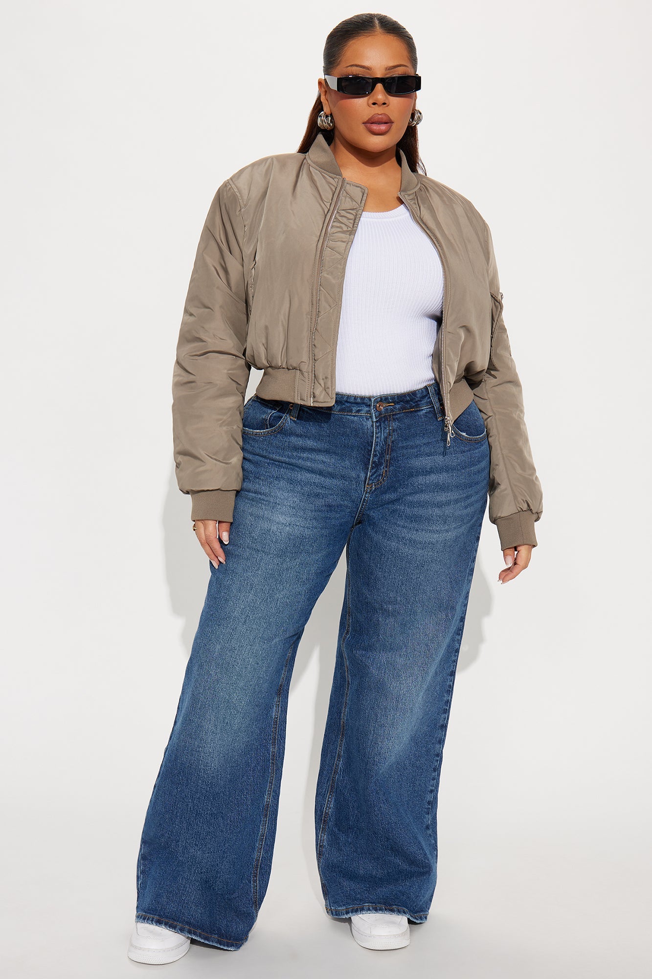 Hard Limits Cropped Bomber Jacket - Olive