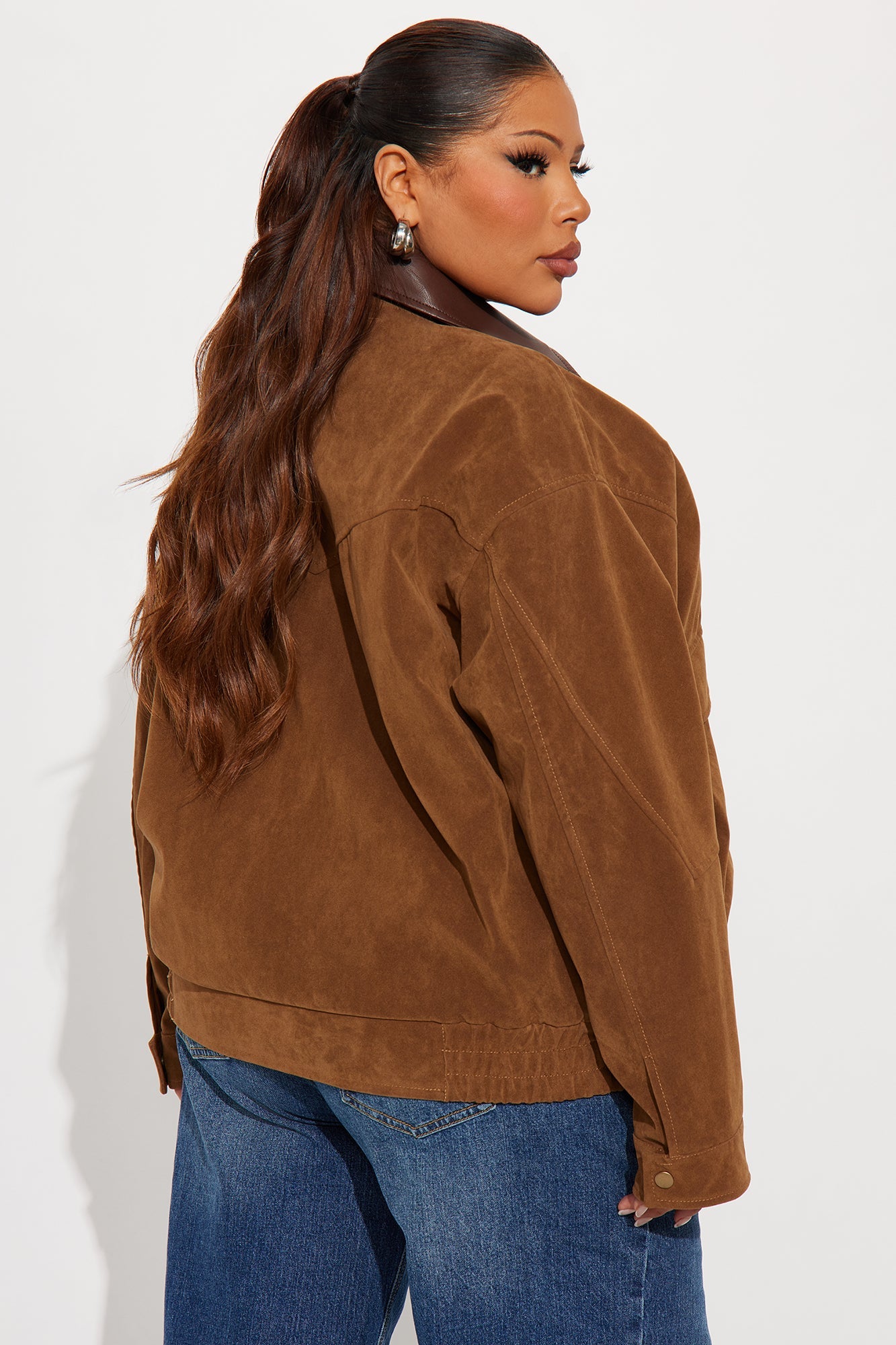 Down The Road Faux Suede Utility Jacket - Camel