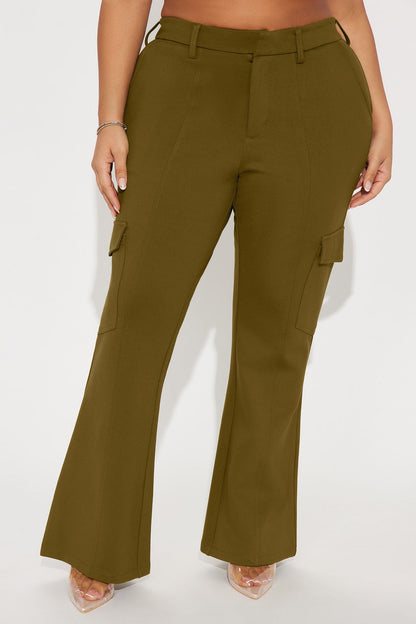 Be About It Flare Cargo Pant - Olive