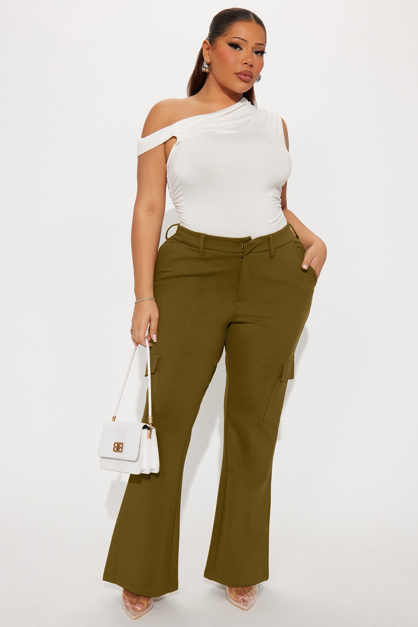 Be About It Flare Cargo Pant - Olive