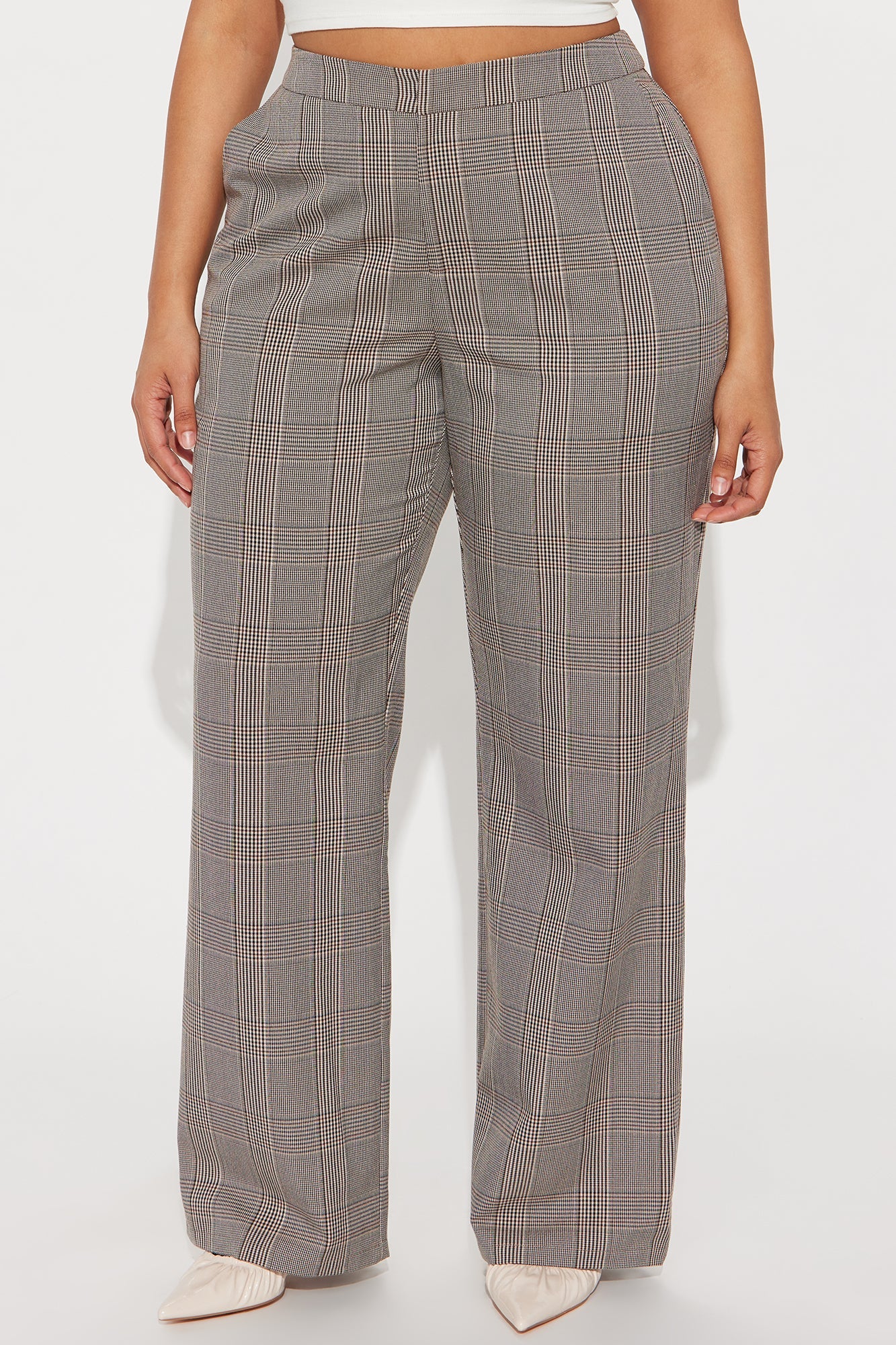 Florence Mid Rise Wide Leg Trouser Pant 32″ - Brown/combo