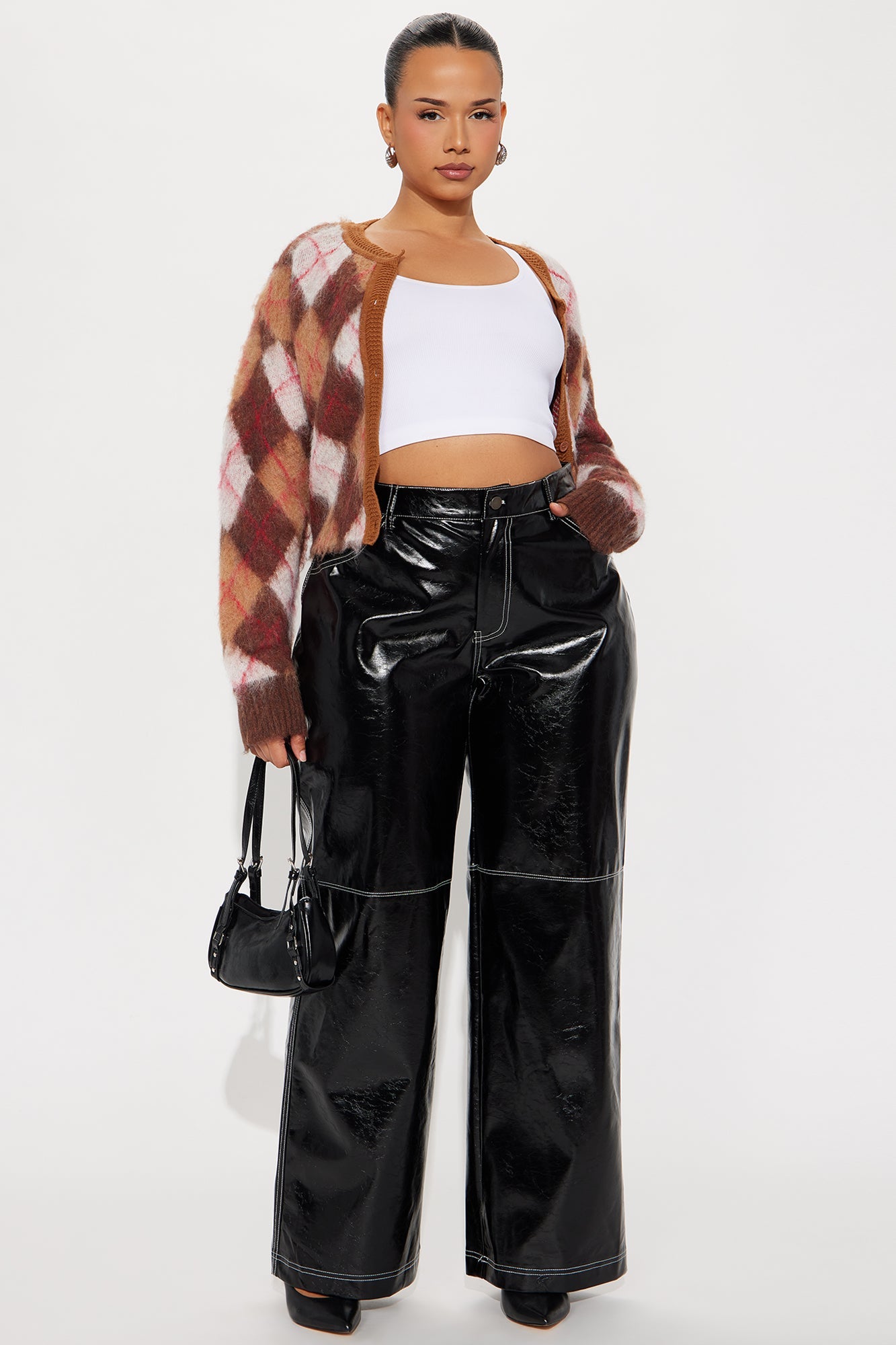 Crushing On You Low Rise Faux Leather Straight Leg Pant 33 - Black