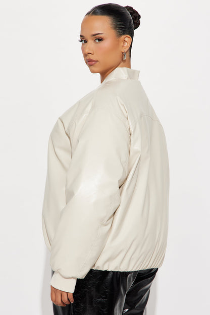 Gwen Faux Leather Puffer - Stone