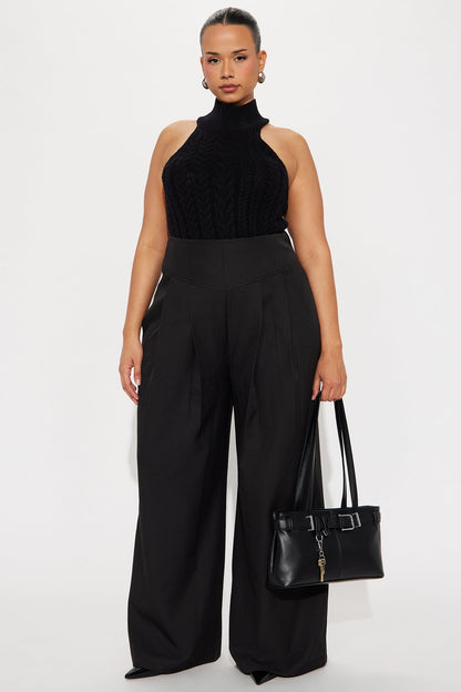 Lauriel Wide Leg High Waisted Trousers 32″ - Black