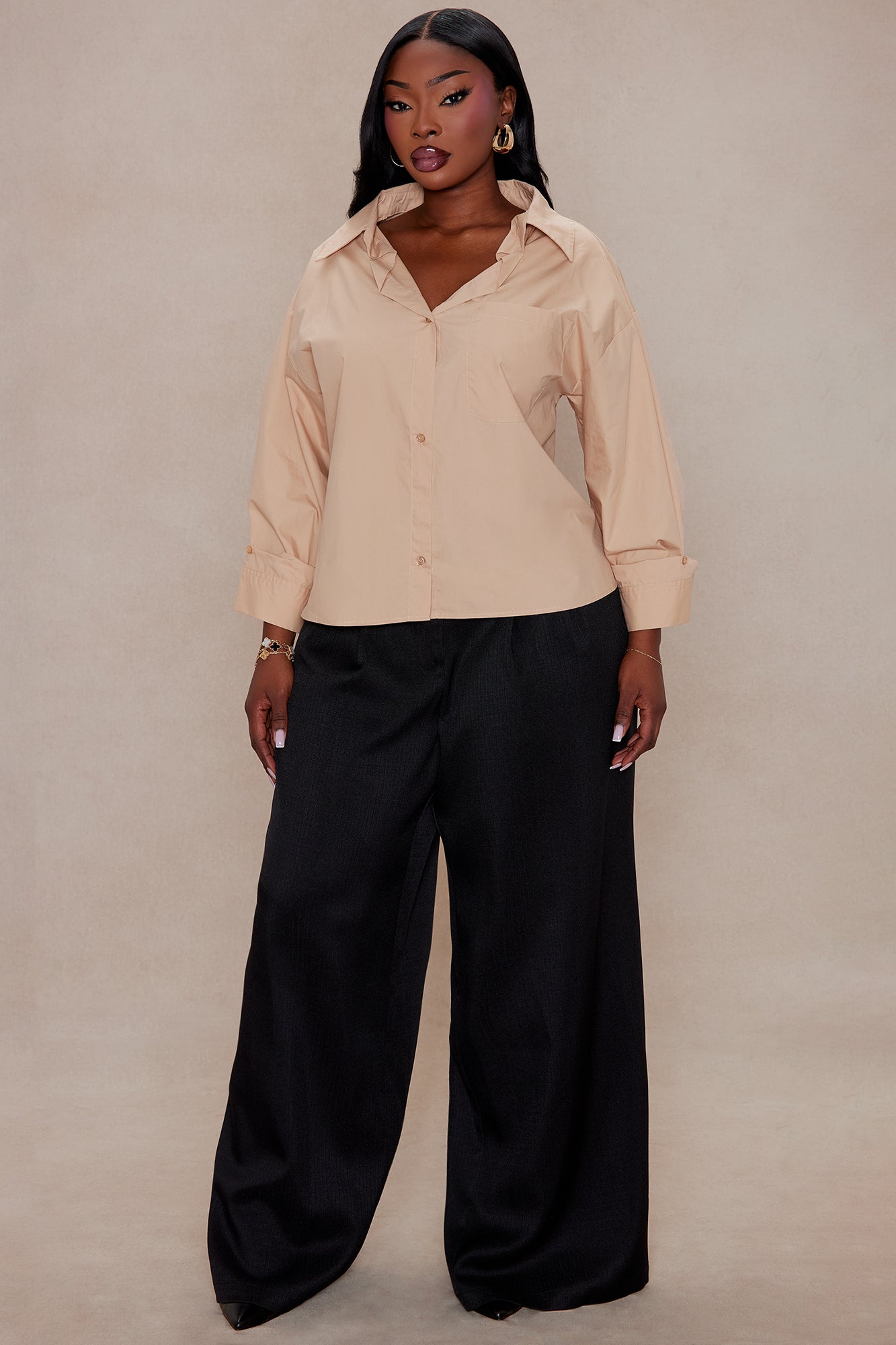 Talia Button Up Shirt - Khaki