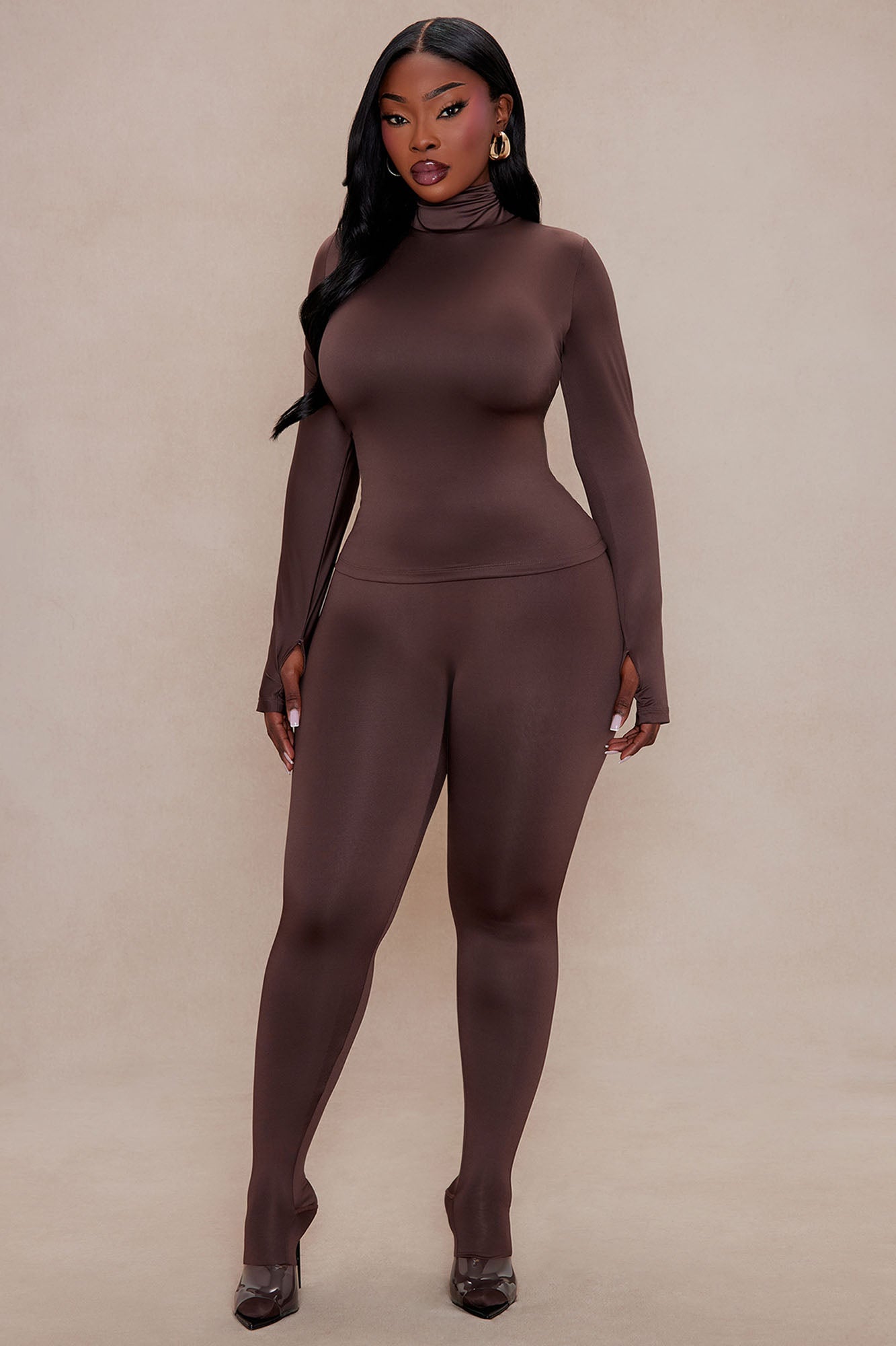 Kyra Double Layered Long Sleeve Top - Chocolate