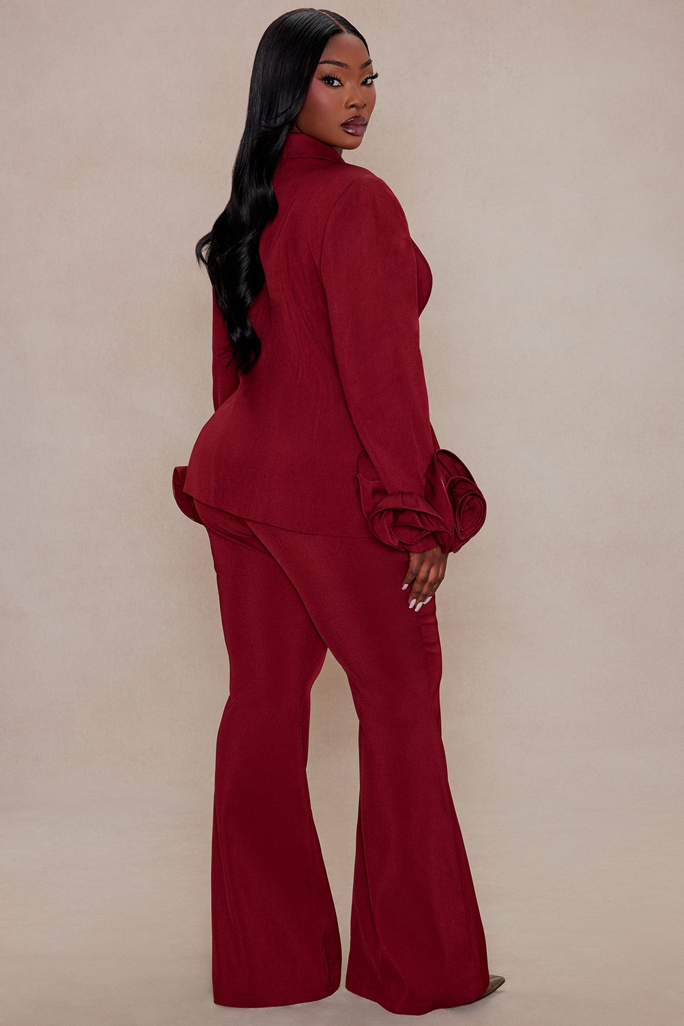 Amora Blazer Suit Set - Burgundy
